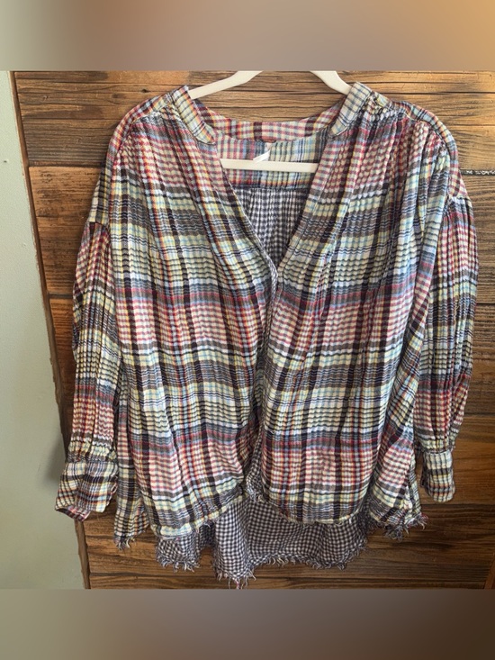 Free People Jackets & Blazers - Free People Multi-Color Plaid Button-Front Flannel